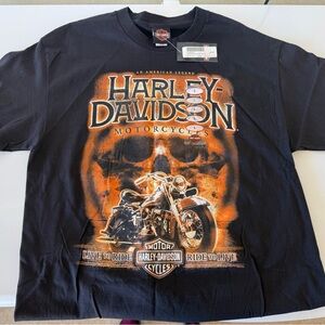 Harley-Davidson Black and Orange Skull Motorcycle Tee, NWT